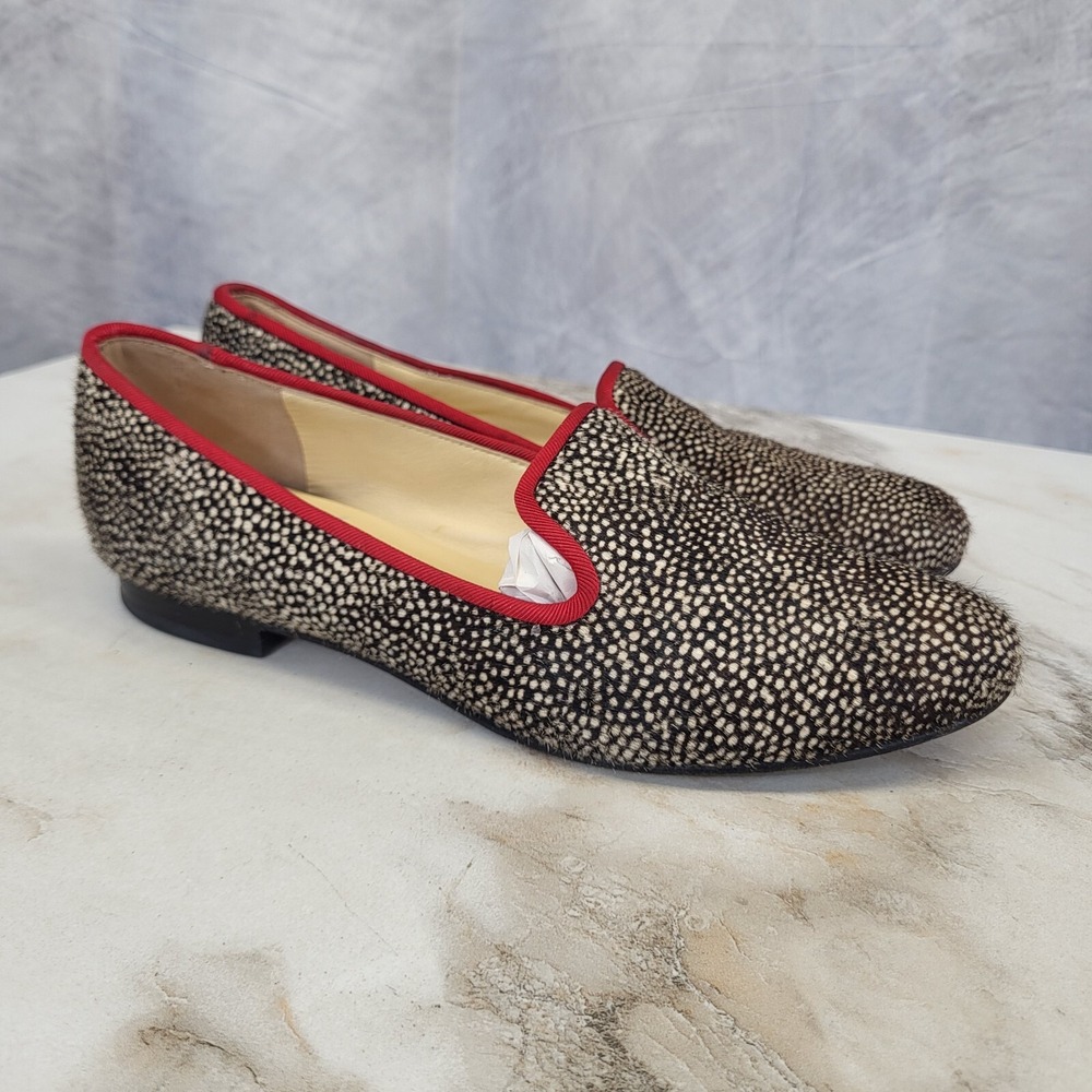 Cole Haan Spotted Paint Calf Fur Black/Red Trim Flats Women's 6.5 B